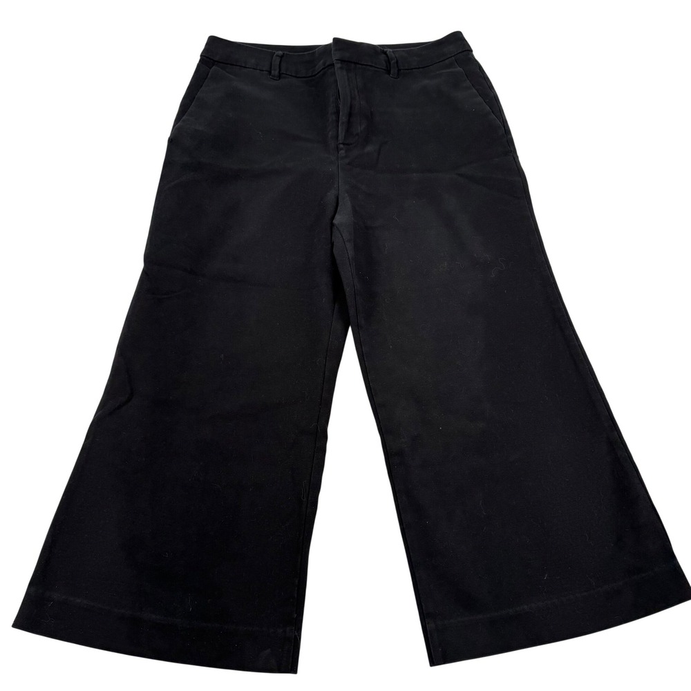 Old Navy Wide Leg Pants Cropped Womens 10 Regular Black Chino Workwear Trousers - Picture 3 of 8